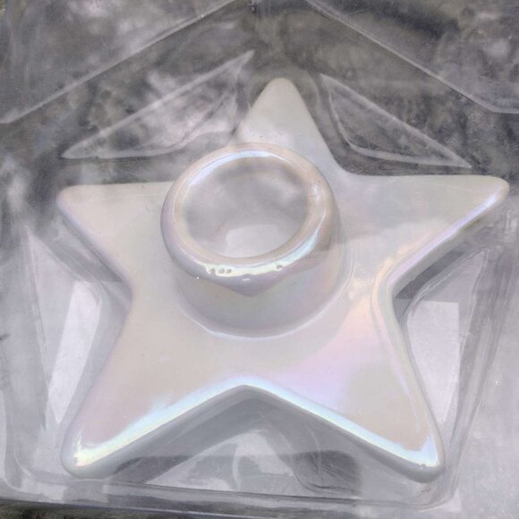 Target Bullseye 2 pk Ceramic Iridescent Taper star -Shaped Candle Holders NEW - Picture 2 of 6